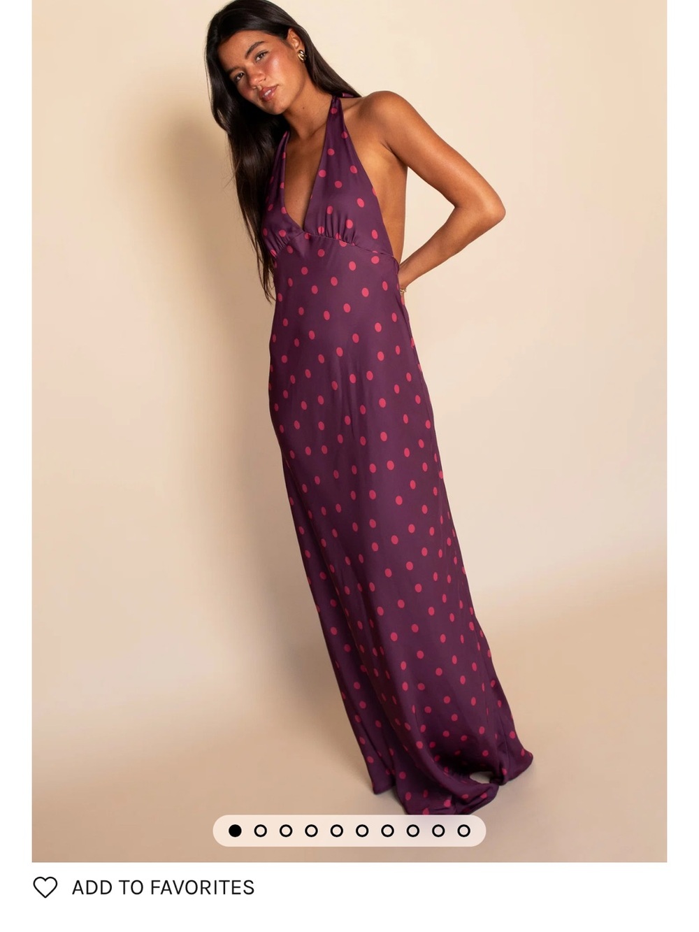 Skatie Plum Polka Dot Halter maxi dress